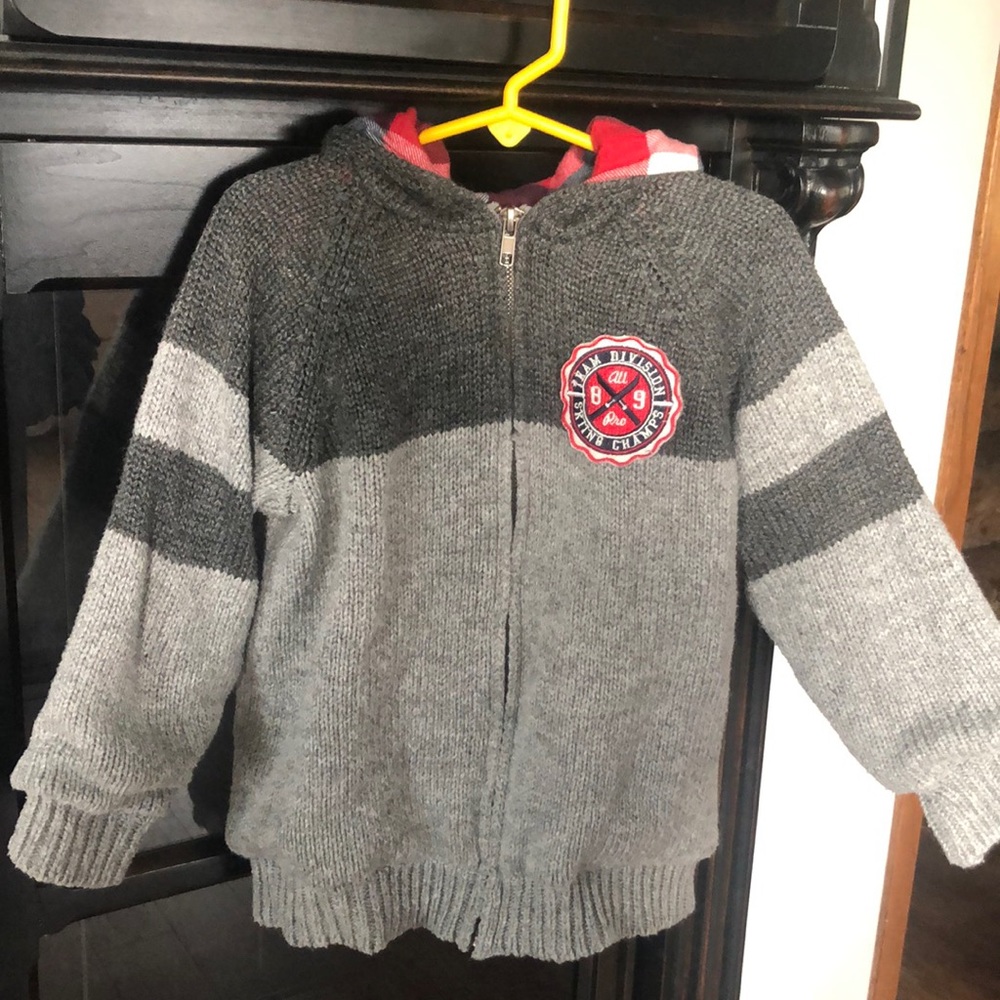 Boys Grey Zip Up Sweater
